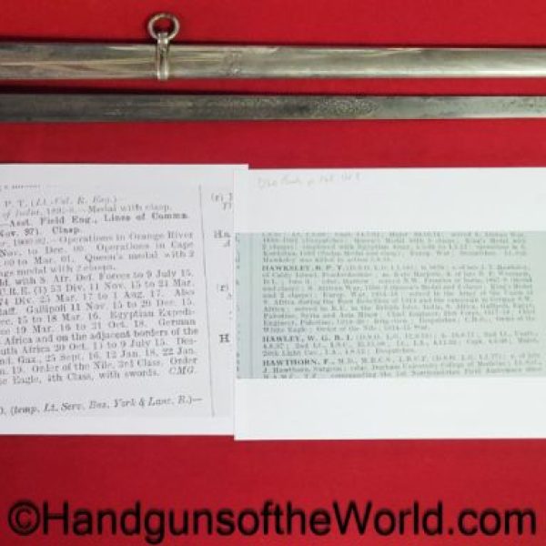 Wilkinson, Royal Engineers, Sword, with Provenance, Brigadier General, Randall Plunkett Taylor Hawksley, Original, Collectible, British, English, 1899